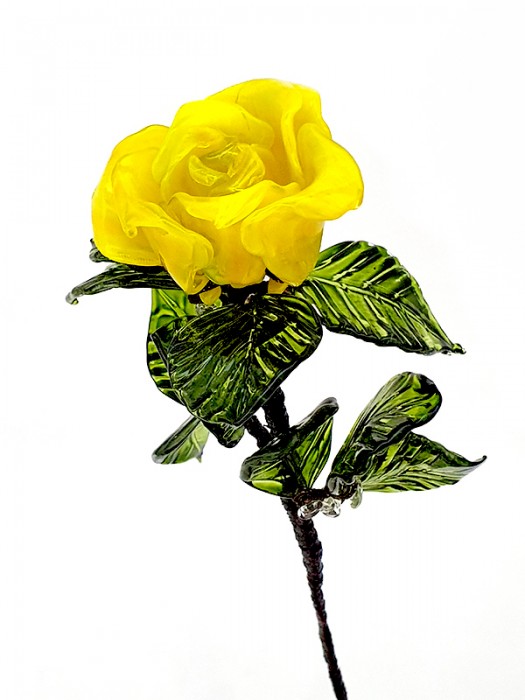 Цветок из стекла «Роза желтая» мал. 