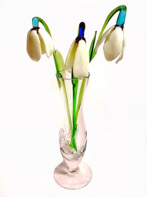 Стеклянный цветок «Подснежник» бел. (16-18см)