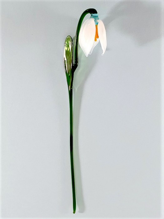 Стеклянный цветок «Подснежник» бел. (16-18см)